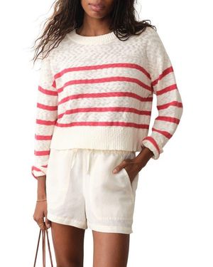 Marine Layer Seabreeze Striped Crewneck Sweater - Pink