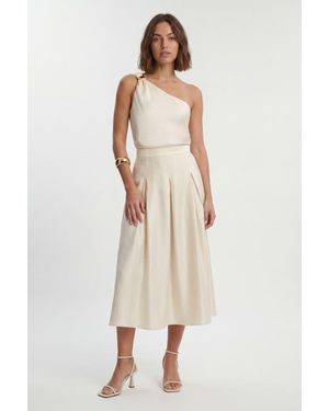 Karen Millen Satin One Shoulder Top - Natural