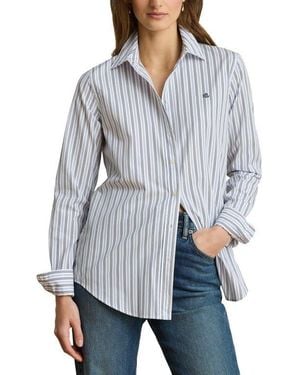 Ralph Lauren Cotton Broadcloth Button-Up Shirt - Gray