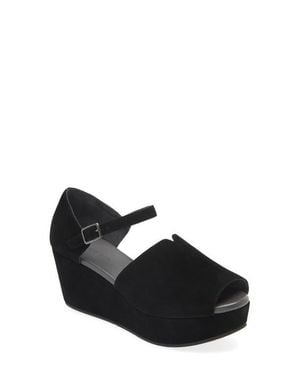 Chocolat Blu Wido Ankle Strap Peep Toe Platform Wedge Sandal - Black