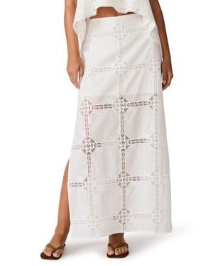Steve Madden Monique Lace & Embroidery Detail Cotton Maxi Skirt - White