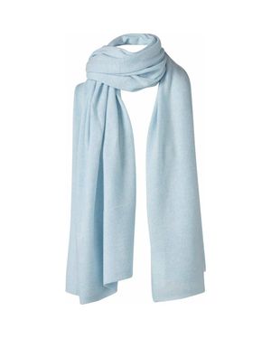 Kinross Cashmere Garter Trim Travel Wrap - Blue
