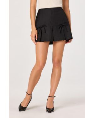 Astr Pleated Bow Miniskirt - Black