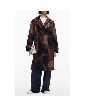 Desigual Marble Print Overcoat - Black