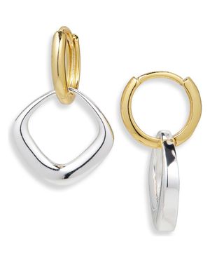 Argento Vivo Sterling Silver Square Drop Hoop Earrings - Metallic