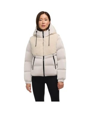 Pajar Nephele Mixed Media Short Puffer With Fixed Hood - Natural