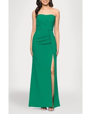 Blondie Nites Ruched Strapless Scuba Gown - Green