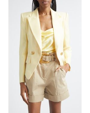 Balmain Double Breasted Natte Jacket - Natural