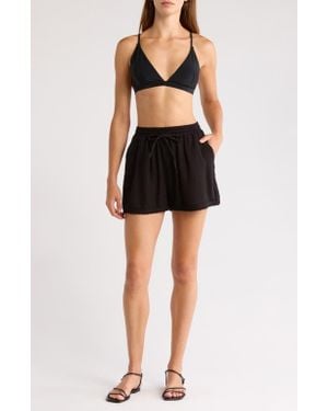 Elan Tie Waist Cover-Up Shorts - Black