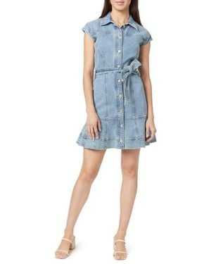 Habitual Belted Denim Minidress - Blue