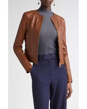 St. John Soft Leather Jacket - Blue
