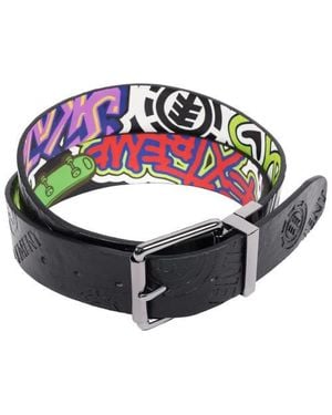 Element Pu Reversible Belt With Debossed Logo & Graphic Print - Black