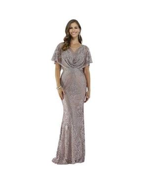 LARA New York Cape Sleeve Mermaid Gown - Gray