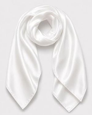 SILKSILKY Pure Silk Classic Elegant Square Scarf - White