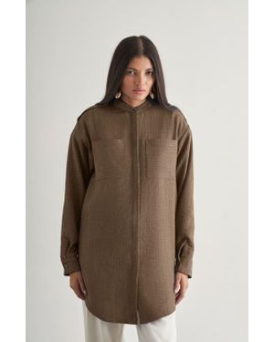 Mizalle Epaulette Tunic - Brown
