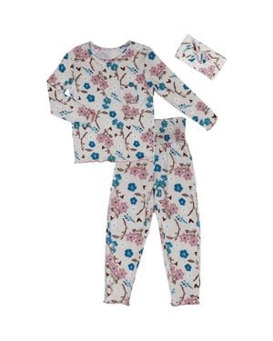 Everly Grey Charlie Fitted Long Sleeve 3-Piece Pajamas - Blue
