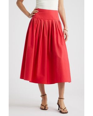 Nordstrom Pleated Cotton Poplin Skirt - Red