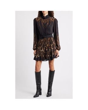 FARM Rio Garden Silhouette Long Sleeve Dress - Black