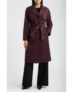 Via Spiga Back Button Cotton Blend Trench Coat - Red