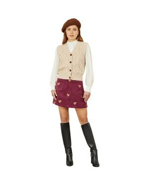 Yumi' Corduroy Daisy Mini Skirt - Red