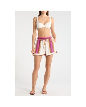 Elan Cotton Blend Cover-Up Drawstring Shorts - Red