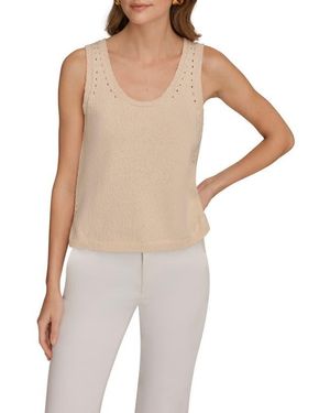 Donna Karan Pointelle Stitch Sweater Tank - Multicolor