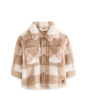 Next Kids' Plaid Faux Shearling Jacket - Natural