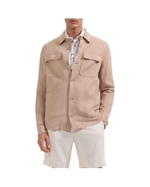 Bugatchi Aerolinen Linen Blend Shirt Jacket - Natural