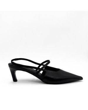 Amie Rafa Connie Slingback Leather Heels - Black