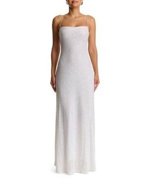 Naked Wardrobe Sequin Embroidery Dress - White