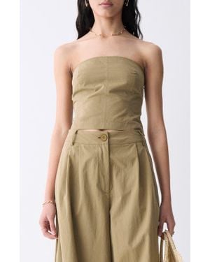 DELUC Louna Strapless Crop Top - Brown