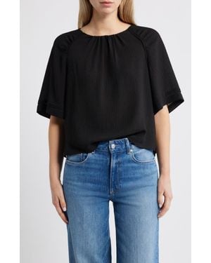 Wit & Wisdom Shirred Bell Sleeve Top - Black