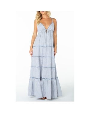 Roxy Starlight Striped Tiered Maxi Dress - Blue