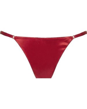 Mers Silk Silky Pure Fuchsia Silk Thong Adjustable Minimal G-String - Red