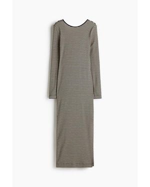 H&M Ribbed Scoop-Back Dress - Gray