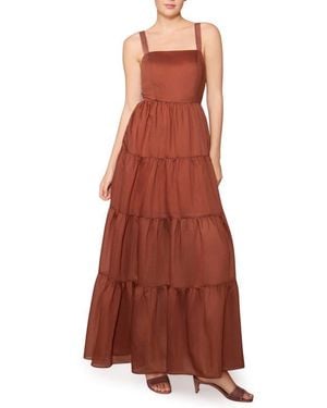 MELLODAY Tiered Satin Maxi Dress