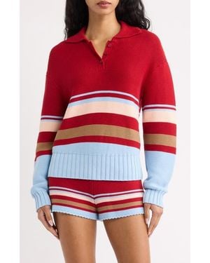 Solid & Striped The Cleo Striped Cotton Sweater - Red