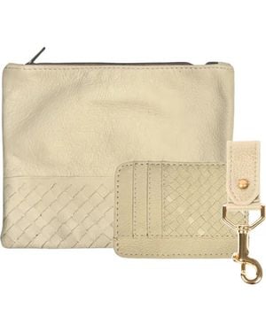 Deux Mains Large Pouch, Key Chain & Slim Id Bundle - Natural