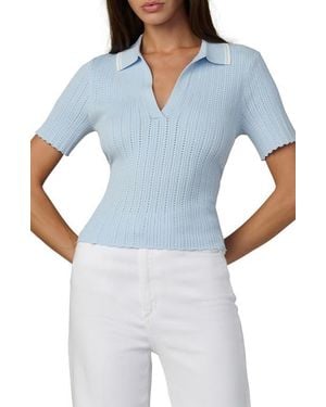 Joe's Jeans The Jess Pointelle Johnny Collar Polo - Blue
