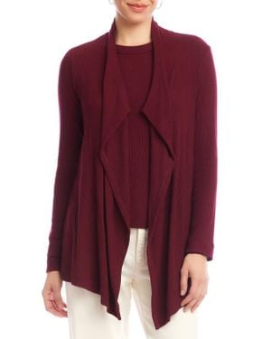 Karen Kane Rib Draped Open Front Cardigan - Purple