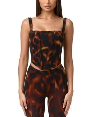 Naked Wardrobe Bare Body Tortoiseshell Print Corset Top - Black
