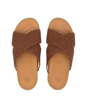 The Sak Penelope Leather Woven Slip On Sandal - Brown
