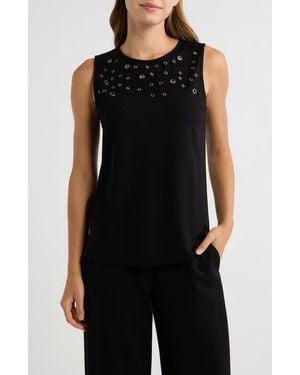 Anne Klein Grommeted Shell - Black