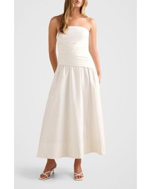EVER NEW Rumi Ruched Strapless Midi Dress - Natural