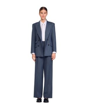 Sandro Striped Tailored Jacket - Blue