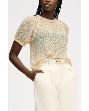 Sam Edelman Semisheer Stretch Lace Top - Natural