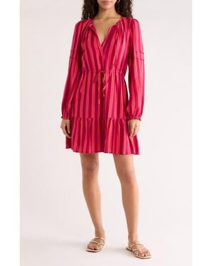 Sugarlips Clarisa Stripes Lomie Long Sleeve Minidress - Red