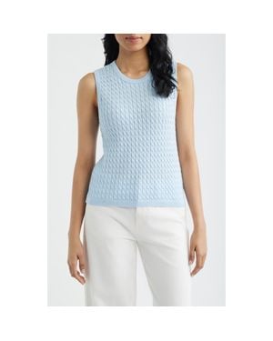 Halogen® Cable Stitch Cotton Sweater Tank - Blue
