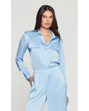 Generation Love Lanier Hammered Satin Shirt - Blue