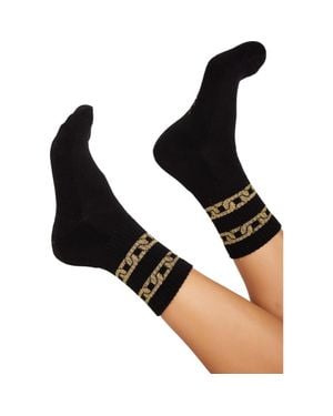 Lauren Moshi Sariah Metallic Chain Midi Socks - Black